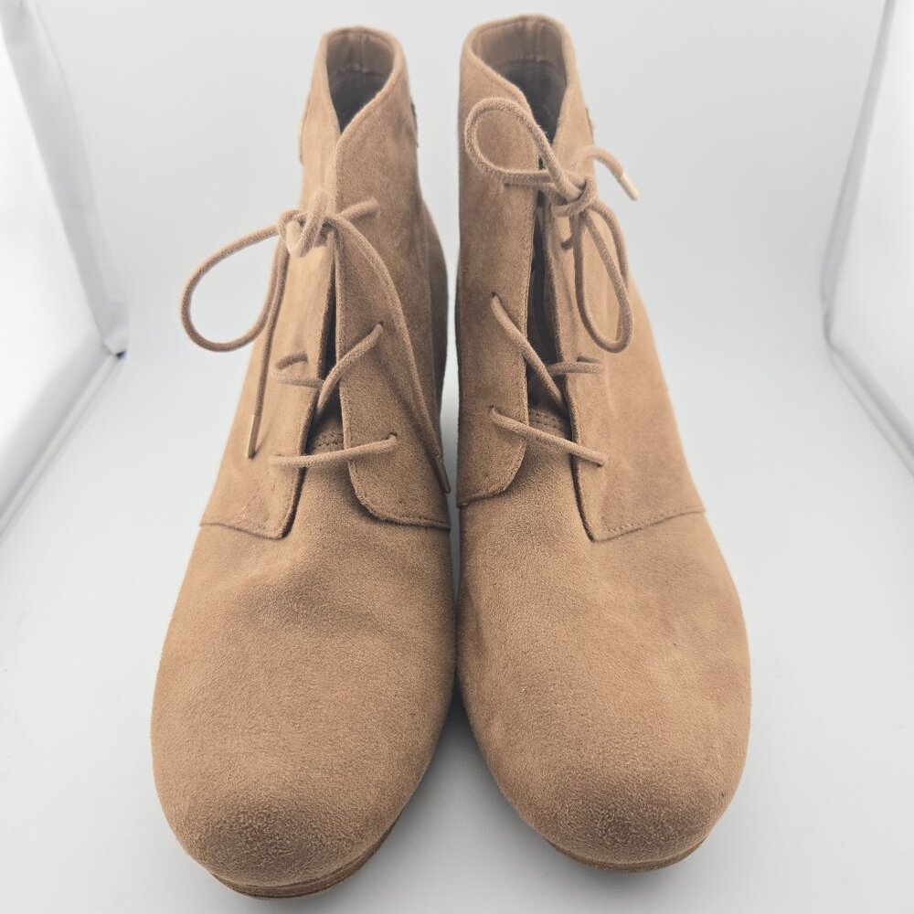 Dr. Scholl’s Dynasty Suede Wedge Ankle Booties Tan Women’s Size 10